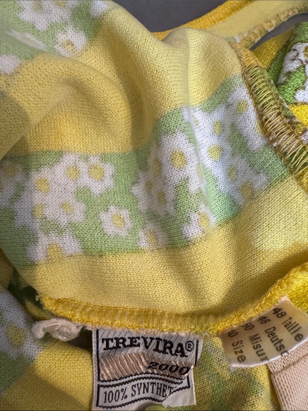 Vintage Nina Ricci Paris Mod Chartreuse Psychedelic Floral Bullet Bra Swimsuit - Picture 16 of 16